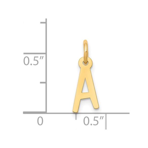 Kazi Luxury 14k Yellow Gold Small Slanted Block Letter A Initial Charm - Picture 4 of 4